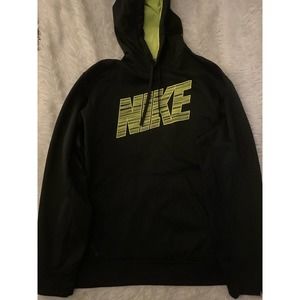 Nike Hoodie Therma Fit Fleece Black Neon L Sleeve Pullover Men Size XL
